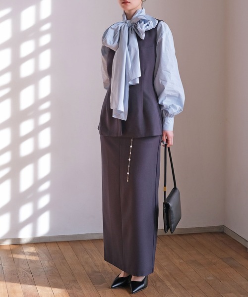 AKTE（アクテ）の「ボウタイブラウス（シャツ/ブラウス・レディース・ライトブルー/ホワイト・FREE）」の16枚目の写真