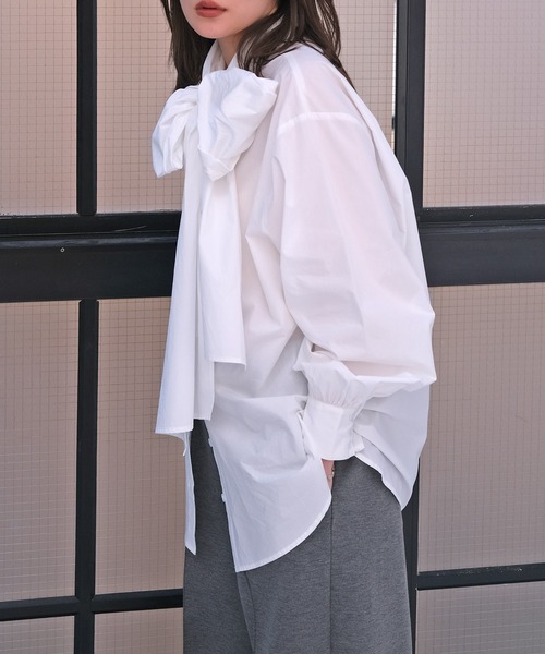 AKTE（アクテ）の「ボウタイブラウス（シャツ/ブラウス・レディース・ライトブルー/ホワイト・FREE）」の22枚目の写真