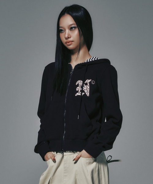 LETTER N HOOD ZIP-UP NAVY 【公式通販】
