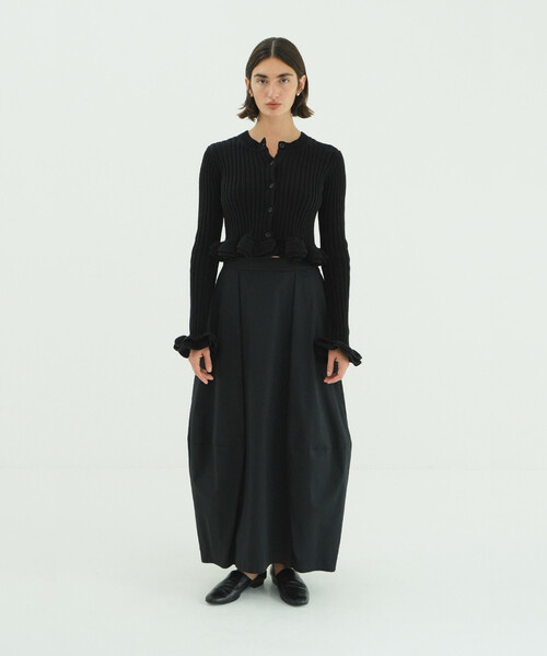 セール】CLANE/クラネ W FACE SHORT FRILLED KNIT TOPS/ダブルフェイス