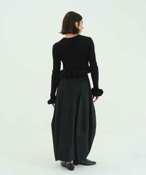CLANE/クラネ W FACE SHORT FRILLED KNIT TOPS/ダブルフェイスショート