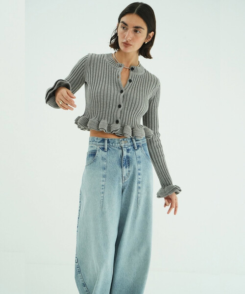 ダブルフェイスショートフリルカーディガン CLANE（クラネ） カーディガン 「CLANE/クラネ」W FACE SHORT FRILLED