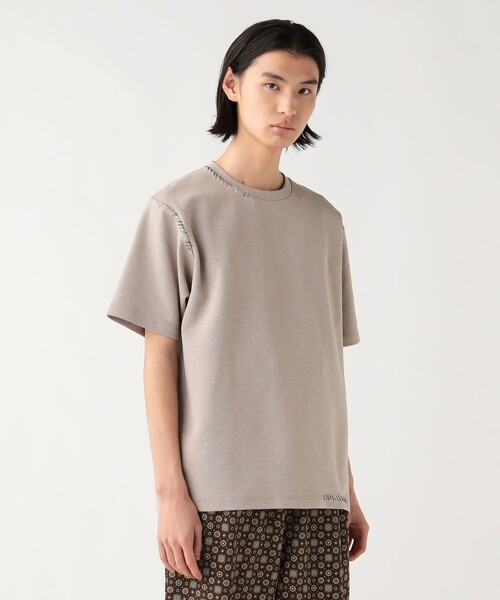 BEAMS HEART(ビームスハート)の「【ユニセックス】ダンボール ステッチ Tシャツ(吸水速乾・毛玉軽減)(Tシャツ/カットソー・メンズ・ベージュ/ホワイト・SMALL/MEDIUM/LARGE)」の1枚目の写真