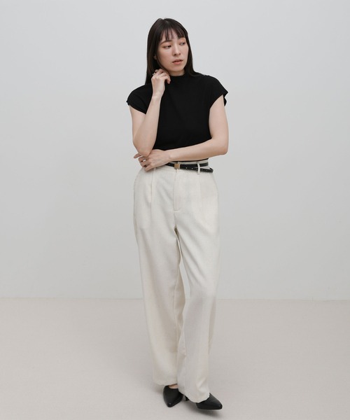 select MOCA（セレクトモカ）の「プチハイフレンチスリーブトップス（Tシャツ/カットソー・レディース・チャコールグレー/ブラック/アイボリー・FREE）」の20枚目の写真