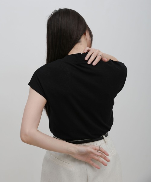select MOCA（セレクトモカ）の「プチハイフレンチスリーブトップス（Tシャツ/カットソー・レディース・チャコールグレー/ブラック/アイボリー・FREE）」の21枚目の写真
