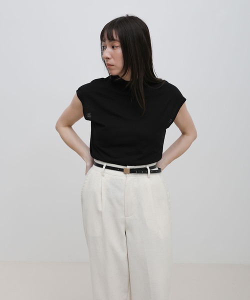 select MOCA（セレクトモカ）の「プチハイフレンチスリーブトップス（Tシャツ/カットソー・レディース・チャコールグレー/ブラック/アイボリー・FREE）」の18枚目の写真