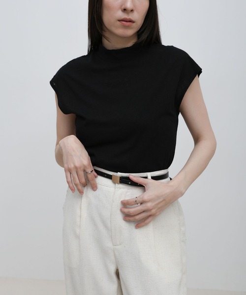 select MOCA（セレクトモカ）の「プチハイフレンチスリーブトップス（Tシャツ/カットソー・レディース・チャコールグレー/ブラック/アイボリー・FREE）」の17枚目の写真