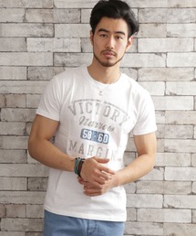 夏服 アメカジ カレッジプリント リンガー 半袖Tシャツ