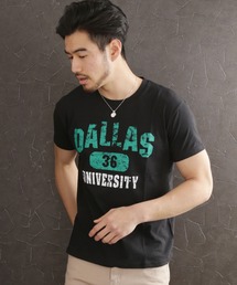 夏服 アメカジ カレッジプリント リンガー 半袖Tシャツ