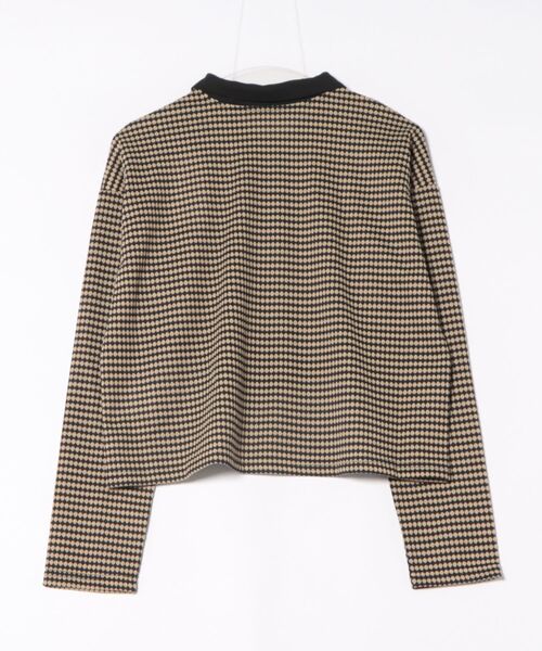 CECIL McBEE（セシルマクビー）の「ハニカム柄カットジャガードポロ襟プルオーバー（ニット/セーター・レディース・ブラック/ブルー/ライトグレー・MEDIUM/LARGE）」の4枚目の写真