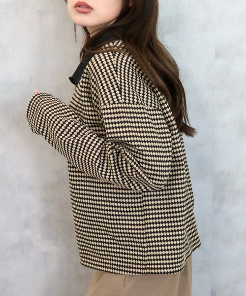 CECIL McBEE（セシルマクビー）の「ハニカム柄カットジャガードポロ襟プルオーバー（ニット/セーター・レディース・ブラック/ブルー/ライトグレー・MEDIUM/LARGE）」の10枚目の写真