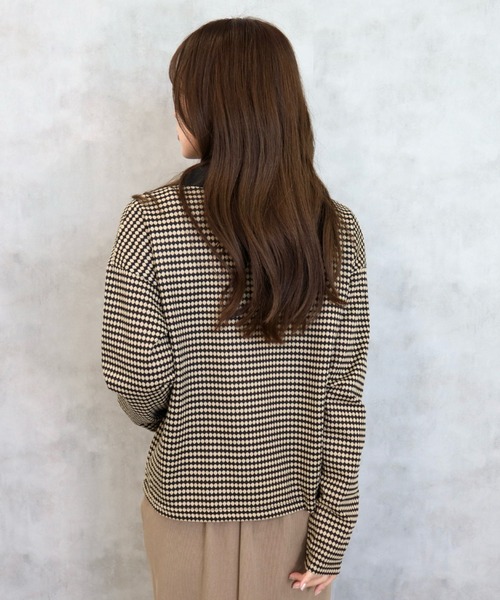 CECIL McBEE（セシルマクビー）の「ハニカム柄カットジャガードポロ襟プルオーバー（ニット/セーター・レディース・ブラック/ブルー/ライトグレー・MEDIUM/LARGE）」の11枚目の写真