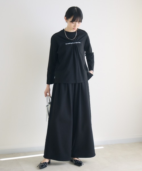 Paradise Picnic（パラダイスピクニック）の「TRANOI.レースラインワイドパンツ（スウェットパンツ・レディース・ブラック/グレー/ホワイト・FREE）」の12枚目の写真