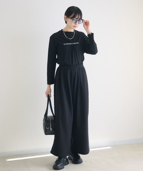 Paradise Picnic（パラダイスピクニック）の「TRANOI.レースラインワイドパンツ（スウェットパンツ・レディース・ブラック/グレー/ホワイト・FREE）」の13枚目の写真