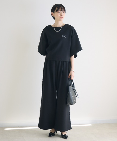 Paradise Picnic（パラダイスピクニック）の「TRANOI.レースラインワイドパンツ（スウェットパンツ・レディース・ブラック/グレー/ホワイト・FREE）」の14枚目の写真