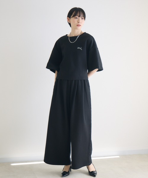 Paradise Picnic（パラダイスピクニック）の「TRANOI.レースラインワイドパンツ（スウェットパンツ・レディース・ブラック/グレー/ホワイト・FREE）」の15枚目の写真