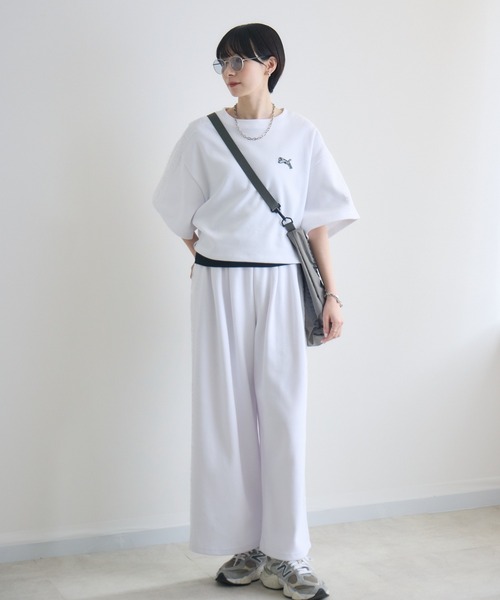 Paradise Picnic（パラダイスピクニック）の「TRANOI.レースラインワイドパンツ（スウェットパンツ・レディース・ブラック/グレー/ホワイト・FREE）」の4枚目の写真