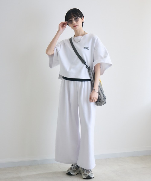Paradise Picnic（パラダイスピクニック）の「TRANOI.レースラインワイドパンツ（スウェットパンツ・レディース・ブラック/グレー/ホワイト・FREE）」の5枚目の写真
