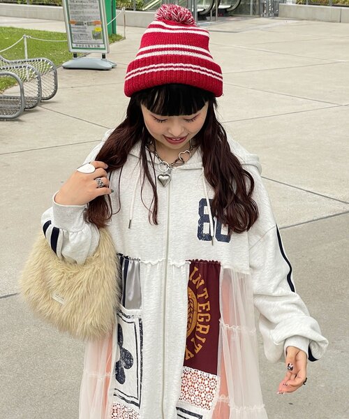 CIAOPANIC(チャオパニック)の「【ゆなまる企画】【HELLO.SANFRANCISCO/ハローサンフランシスコ】リメイクパーカーワンピース(ワンピース・レディース・オフホワイト/チャコールグレー・ONE SIZE)」の10枚目の写真