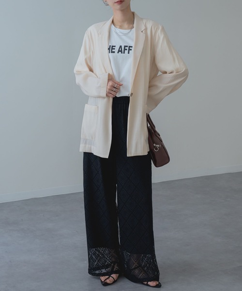 ANNA LUNA(アンナルナ)の「【ANNA LUNA】 大人の軽やか セミシアー ジャケット(テーラードジャケット・レディース・グレー/ブラック/ベージュ・MEDIUM)」の5枚目の写真