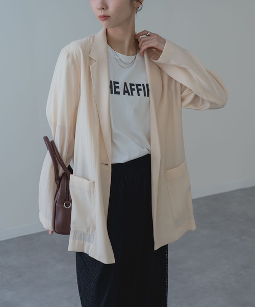 ANNA LUNA(アンナルナ)の「【ANNA LUNA】 大人の軽やか セミシアー ジャケット(テーラードジャケット・レディース・グレー/ブラック/ベージュ・MEDIUM)」の22枚目の写真