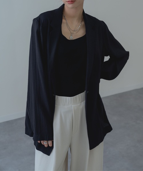 ANNA LUNA(アンナルナ)の「【ANNA LUNA】 大人の軽やか セミシアー ジャケット(テーラードジャケット・レディース・グレー/ブラック/ベージュ・MEDIUM)」の8枚目の写真