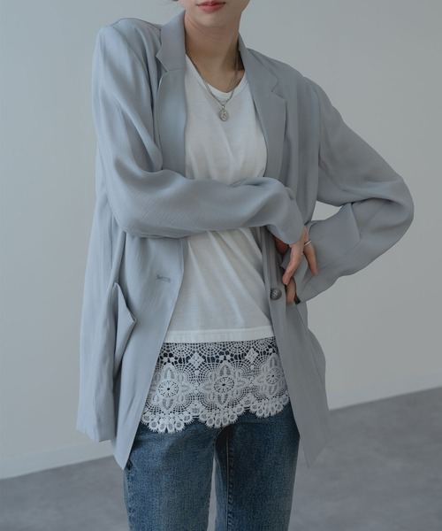 ANNA LUNA(アンナルナ)の「【ANNA LUNA】 大人の軽やか セミシアー ジャケット(テーラードジャケット・レディース・グレー/ブラック/ベージュ・MEDIUM)」の12枚目の写真