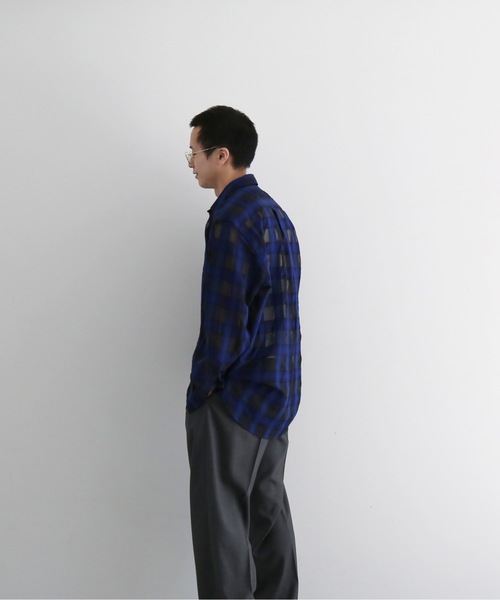 my beautiful landlet(マイビューティフルランドレット)の「my beautiful landlet Sheer check shirt(シャツ/ブラウス・メンズ・ブラック/ブルー/ベージュ・0)」の1枚目の写真