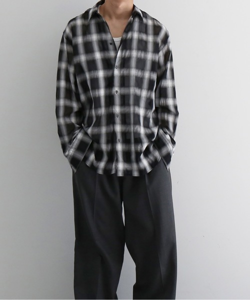 my beautiful landlet(マイビューティフルランドレット)の「my beautiful landlet Sheer check shirt(シャツ/ブラウス・メンズ・ブラック/ブルー/ベージュ・0)」の2枚目の写真
