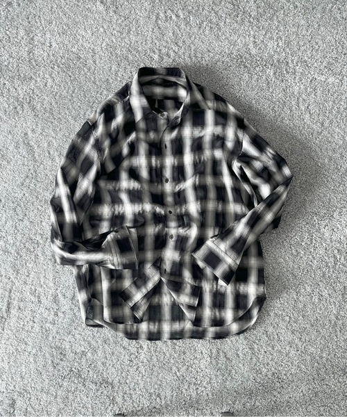 my beautiful landlet(マイビューティフルランドレット)の「my beautiful landlet Sheer check shirt(シャツ/ブラウス・メンズ・ブラック/ブルー/ベージュ・0)」の4枚目の写真