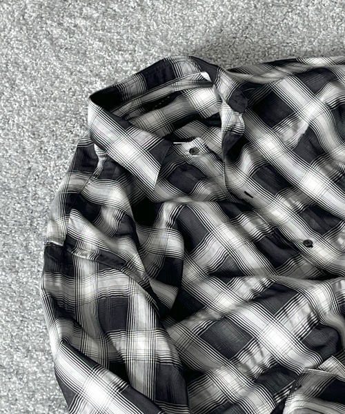 my beautiful landlet(マイビューティフルランドレット)の「my beautiful landlet Sheer check shirt(シャツ/ブラウス・メンズ・ブラック/ブルー/ベージュ・0)」の5枚目の写真