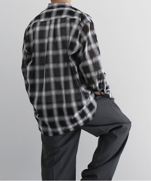 my beautiful landlet(マイビューティフルランドレット)の「my beautiful landlet Sheer check shirt(シャツ/ブラウス・メンズ・ブラック/ブルー/ベージュ・0)」の7枚目の写真