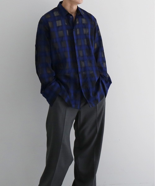 my beautiful landlet(マイビューティフルランドレット)の「my beautiful landlet Sheer check shirt(シャツ/ブラウス・メンズ・ブラック/ブルー/ベージュ・0)」の11枚目の写真