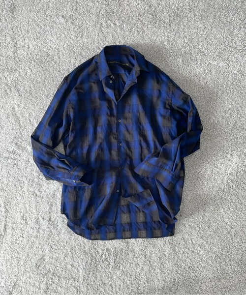 my beautiful landlet(マイビューティフルランドレット)の「my beautiful landlet Sheer check shirt(シャツ/ブラウス・メンズ・ブラック/ブルー/ベージュ・0)」の12枚目の写真