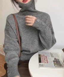 タートルネックリブニット トップス秋冬服