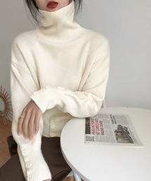 タートルネックリブニット トップス秋冬服