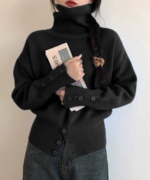 タートルネックリブニット トップス秋冬服