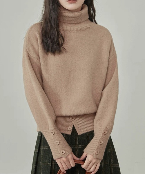 Miniministore(ミニミニストア)の「タートルネックリブニット トップス秋冬服(ニット/セーター・レディース・グレー/オフホワイト/ブラック/ダークベージュ・FREE)」の7枚目の写真