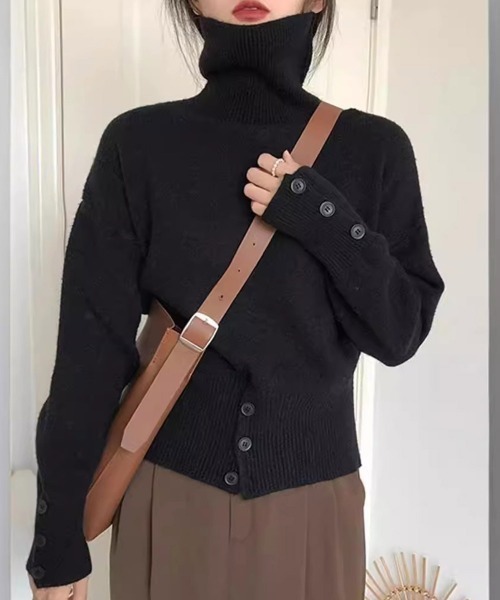 Miniministore(ミニミニストア)の「タートルネックリブニット トップス秋冬服(ニット/セーター・レディース・グレー/オフホワイト/ブラック/ダークベージュ・FREE)」の8枚目の写真