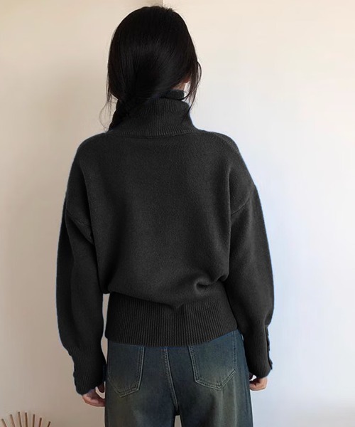 Miniministore(ミニミニストア)の「タートルネックリブニット トップス秋冬服(ニット/セーター・レディース・グレー/オフホワイト/ブラック/ダークベージュ・FREE)」の10枚目の写真