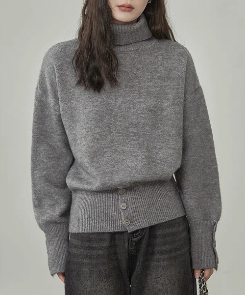 Miniministore(ミニミニストア)の「タートルネックリブニット トップス秋冬服(ニット/セーター・レディース・グレー/オフホワイト/ブラック/ダークベージュ・FREE)」の14枚目の写真