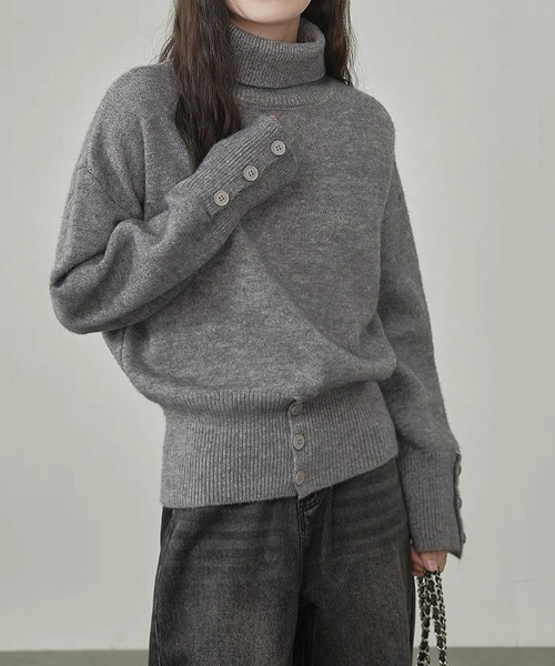 Miniministore(ミニミニストア)の「タートルネックリブニット トップス秋冬服(ニット/セーター・レディース・グレー/オフホワイト/ブラック/ダークベージュ・FREE)」の17枚目の写真