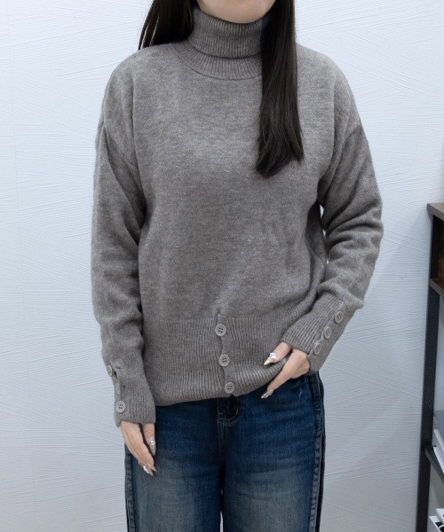 Miniministore(ミニミニストア)の「タートルネックリブニット トップス秋冬服(ニット/セーター・レディース・グレー/オフホワイト/ブラック/ダークベージュ・FREE)」の19枚目の写真