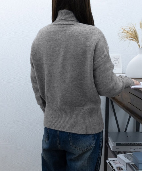 Miniministore(ミニミニストア)の「タートルネックリブニット トップス秋冬服(ニット/セーター・レディース・グレー/オフホワイト/ブラック/ダークベージュ・FREE)」の21枚目の写真