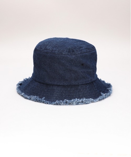 Right-on(ライトオン)の「HONEYSUCKLE ROSE フリンジバケットハット (綿100% / 折りたたみ可 / UV対策)(ハット・レディース・キナリ/ダークインディゴブルー/ブラック・フリー)」の3枚目の写真