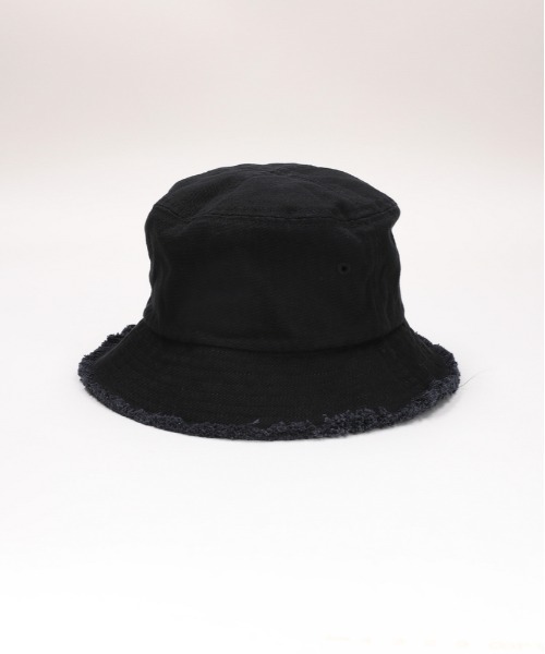 Right-on(ライトオン)の「HONEYSUCKLE ROSE フリンジバケットハット (綿100% / 折りたたみ可 / UV対策)(ハット・レディース・キナリ/ダークインディゴブルー/ブラック・フリー)」の2枚目の写真