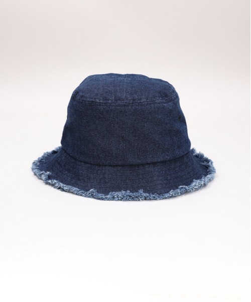 Right-on(ライトオン)の「HONEYSUCKLE ROSE フリンジバケットハット (綿100% / 折りたたみ可 / UV対策)(ハット・レディース・キナリ/ダークインディゴブルー/ブラック・フリー)」の5枚目の写真