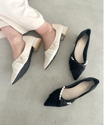 MYMOOD.（マイムード）の「ツイストパールデザインローヒールパンプス 結婚式 オケージョン パーティー お呼ばれ（パンプス）」