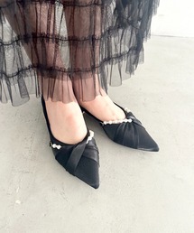 MYMOOD.（マイムード）の「ツイストパールデザインローヒールパンプス 結婚式 オケージョン パーティー お呼ばれ（パンプス）」