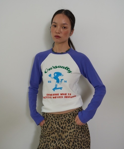 oursaalty(アウアソルティ)の「SAAALTY GIRL RAGLAN T-SHIRTS(Tシャツ/カットソー・レディース・ピンク/ブルー・FREE)」の1枚目の写真